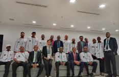  وزير الشباب والرياضة بروفيسور أحمد آدم أثناء تفقده مقر بعثة السودان بالرياض